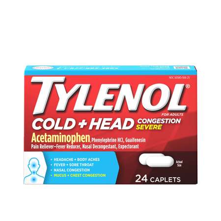 Tylenol Tylenol Cold Severe Caplets 24 Count, PK48 3026125